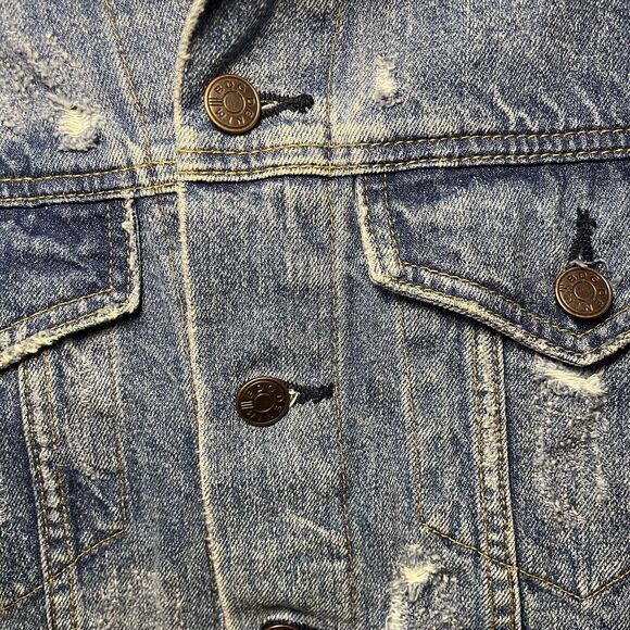 BDG Urban Outfitters Jean Jacket Distressed Cropped Grunge 90’s Women’s Medium - Picture 5 of 11